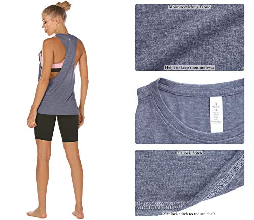 icyzone Sueltas y Ocio Camiseta de Fitness Deportiva de Tirantes para Mujer (S, Azul)