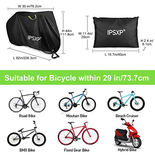 IPSXP Funda Bicicleta Exterior,210D Oxford Cubierta Protector Impermeable al Aire Libre Lluvia/UV/Polvo/Nieve con Orificio,Puede Cubrir Una, Dos o Tres Bicicletas,Apto para Todo Tipo de Bicicletas