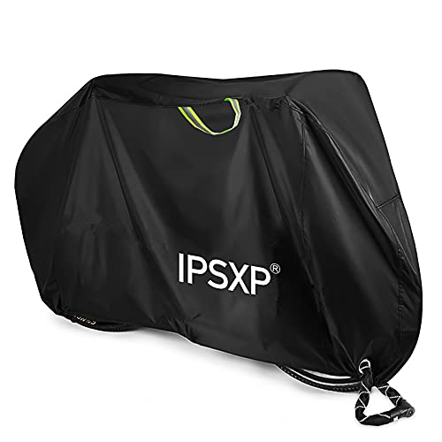 IPSXP Funda Bicicleta Exterior,210D Oxford Cubierta Protector Impermeable al Aire Libre Lluvia/UV/Polvo/Nieve con Orificio,Puede Cubrir Una, Dos o Tres Bicicletas,Apto para Todo Tipo de Bicicletas