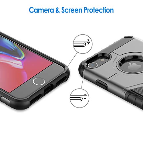 JETech Funda iPhone 8 y iPhone 7, Carcasa Protectora de Doble Capa Absorción de Choque (Plata)