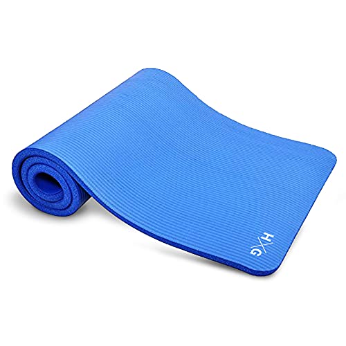 JOWY Esterillas de Yoga Pilates Fitness 1cm Antideslizante NBR con Gomas para Transportar fácilmente, Gimnasio en casa (Azul NBR)