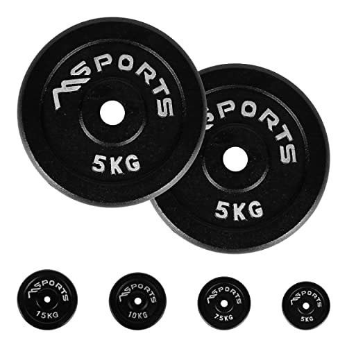 Juego de 2 discos para mancuernas, agujero diámetro 51 mm, Calidad de gimnasio, hierro fundido, revestimiento de goma, 5-20 kg, Pesas