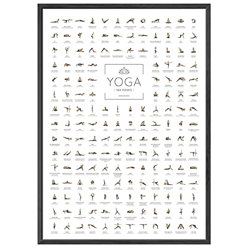 JUNOMI® Póster de Yoga JUNOMI XL con 168 posturas y ansanas, idea de regalo de yoga perfecta para principiantes, Accesorios de yoga para estudios y ejercicios en casa