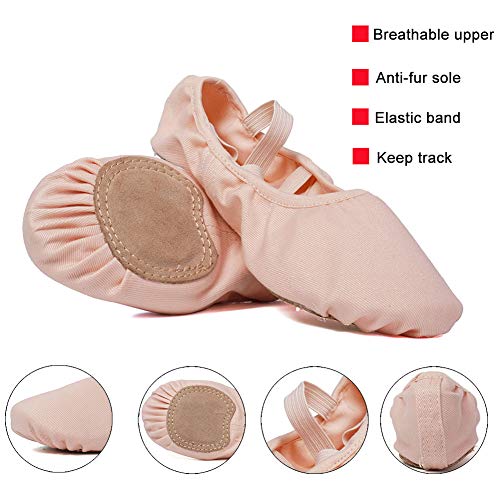 JUODVMP Zapatos de Ballet Zapatillas de Ballet de Danza Baile para Niña,Modelo TJBL,Rosado,24 EU