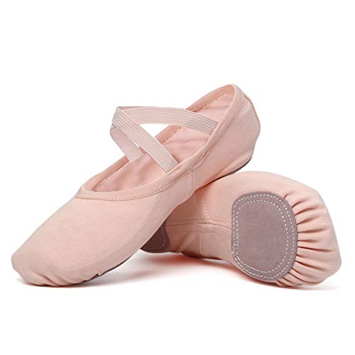 JUODVMP Zapatos de Ballet Zapatillas de Ballet de Danza Baile para Niña,Modelo TJBL,Rosado,24 EU