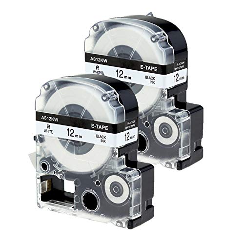 Karl Aiken - Cassette compatible con Epson AS12KW SS12KW y SS12KW, color negro sobre blanco, cinta para Epson LabelWorks LW-300, LW-400, LW-500, LM-700, LW-900P, OK200, OK300, OK500P, OK720, OK900P