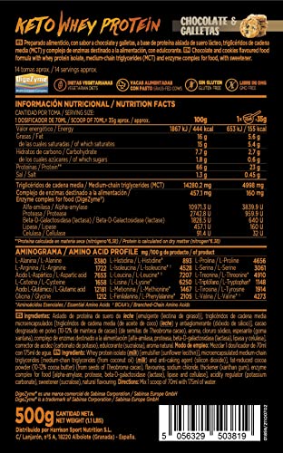 Keto Whey Protein de HSN | Sabor Chocolate Galleta 500 gr = 14 Tomas por Envase | Proteína Aislada de Suero CFM para Ganar Masa Muscular | Ideal Dieta Cetogénica