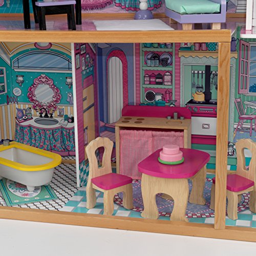 KidKraft Annabelle Casa de muñecas de madera con muebles y accesorios incluidos, 3 pisos, para muñecas de 30 cm , Multicolor 65934