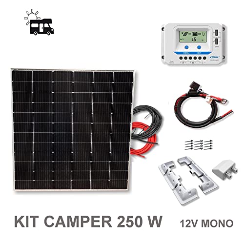 Kit 250W CAMPER 12V panel solar placa monocristalina células PERC de alta eficiencia