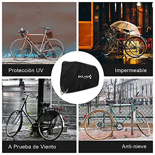 KLAS REMO Funda para Bicicleta Impermeable Tejido 210D Cubierta de Bicicleta con Orificio de Bloqueo para MTB 29 Bicicleta Carretera,Moto 200x70x110cm -Negro