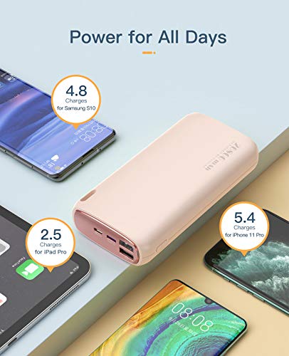 Kuulaa Power Bank 26800 mAh Batería Externa Dual Output Cargador portátil batería Externa Pack para iPhone XR/XS/X/8/7/6/Samsung/Huawei y más (Velocidad Normal, Rosa)