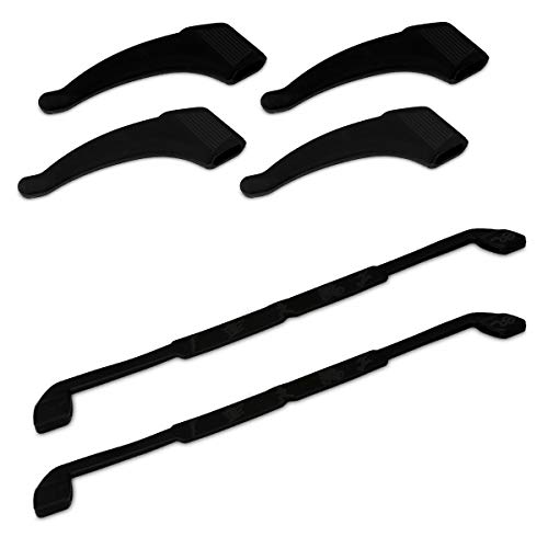 kwmobile Set de 4 soportes antideslizante para gafas incl. 2 bandas elásticas - Soportes de silicona y 2 correas en negro