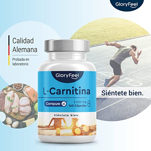 L-Carnitina 2000mg – Premium Carnipure® de Lonza – 140 cápsulas veganas – 2.000 mg de L-carnitina pura al día – Probado en laboratorio, altas dosis, sin aditivos fabricados en Alemania