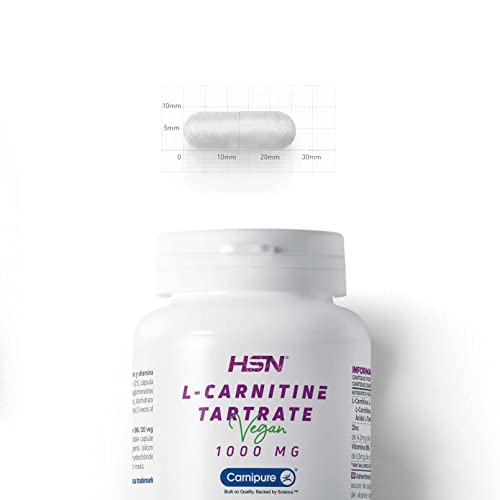 L-Carnitina L-Tartrato Carnipure de HSN | 120 Cápsulas Vegetales | 3000 mg por Dosis Diaria de Carnitina de Máxima Absorción y Eficacia | Alta Pureza y Calidad | No-GMO, Vegano, Sin Gluten