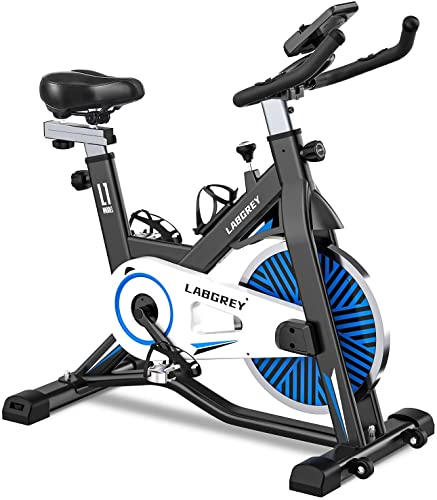 LABGREY Bicicleta Estatica de Spinning Bici Ejercicio Gym Casa Indoor Fitness Bikes Volante 15 KG, Resistencia Ajustable con Pantalla LCD y Monitor de Frecuencia Cardíaca