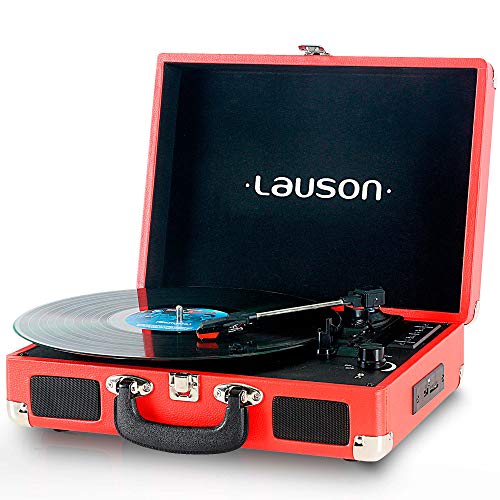 Lauson XXVT3 Tocadiscos Maletín, Bluetooth, USB, Salida RCA, Función Encoding 3 Velocidades Color Rojo