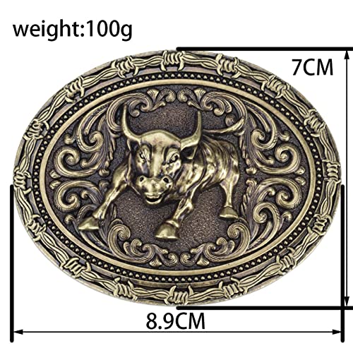 LCCDSD Bison Bull Belt Hebilla Estilo Vintage Accesorios Cinturón Casero Tema Occidental Vaquero Tema cinturón (Color : A)