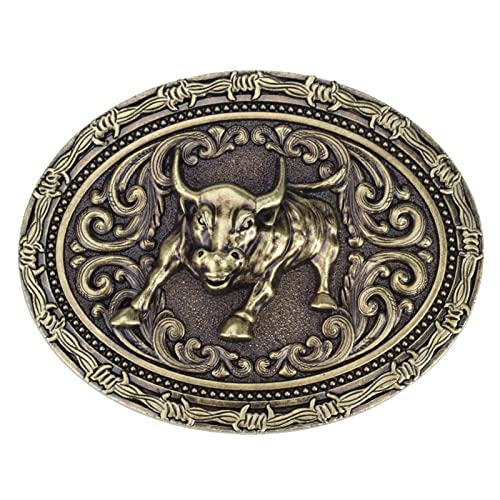 LCCDSD Bison Bull Belt Hebilla Estilo Vintage Accesorios Cinturón Casero Tema Occidental Vaquero Tema cinturón (Color : A)