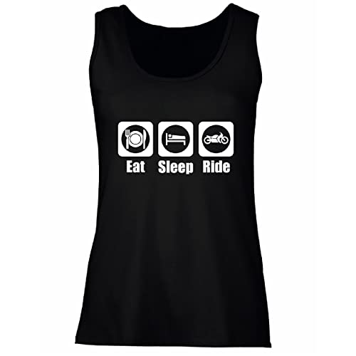 lepni.me Camisetas sin Mangas para Mujer Comer Dormir Montajes Repetir el Eslogan de la Moto Citas (XXL Negro Multicolor)