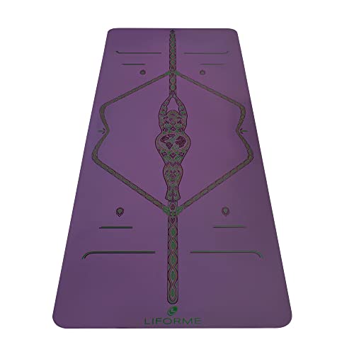 Liforme Inked Yoga Mat Collection – Sistema de alineación patentado, antideslizante, ecológico, biodegradable, resistente al sudor, largo, ancho y grueso para mayor comodidad - Madre Tierra