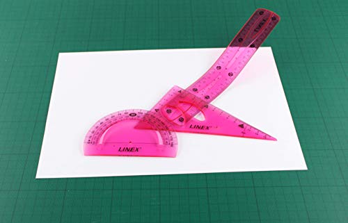 Linex 400081968 Juego de geometría Regla de caracteres triangular, ángulo Cuchillo acrílico para dibujar y Ferias 1 Set, 20 cm, 13 cm, color rosa
