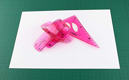 Linex 400081968 Juego de geometría Regla de caracteres triangular, ángulo Cuchillo acrílico para dibujar y Ferias 1 Set, 20 cm, 13 cm, color rosa