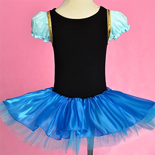 Lito Angels Disfraz Tutu de Princesa Anna para Niñas, Reino del Hielo Bailarina de Ballet Vestido de Danza Maillot de Baile con Falda, Talla 4 5 Años, Azul