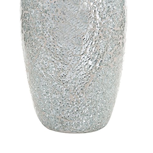 London Boutique Jarrones para Flores Hechos a Mano, diseño de Mosaico con Purpurina, Cristal Brillante Decorativo, Regalo (Plata)