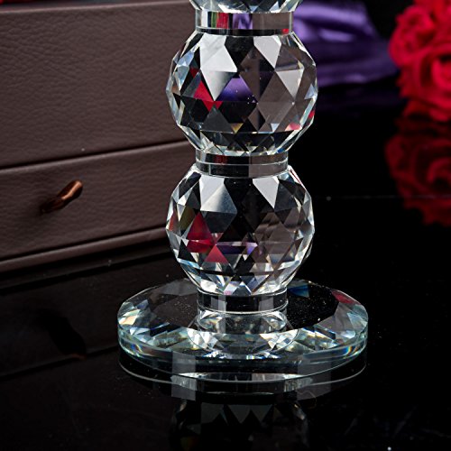 London Boutique Juego de 2 portavelas cilíndrico de Cristal Transparente con Elementos de Cristal Swarovski de 20 cm