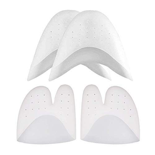 LuLyL 2 pares de protectores de dedos + 1 par de dedos separados, bolsa de bomba para proteger los pies de la presión y la fricción, protector de dedos con almohadilla de ventilación (blanco)