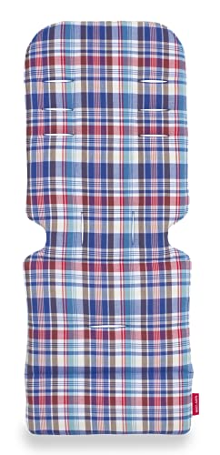 Maclaren colchoneta universal para asiento - Broken Madras, Accesorio de doble cara fácil de poner y quitar en todas las sillas de paseo tipo paraguas, Transpirable y lavable en lavadora