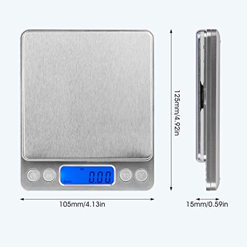 mafiti MK200 Báscula Digital para Cocina de Acero Inoxidable, 3kg,Balanza de Alimentos Multifuncional, Peso de Cocina (Plata)