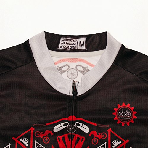 Maillot Shenshan de Ciclismo para Hombres, transpirable, manga corta, color blanco, Hombre, color negro rojo, tamaño medium