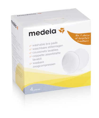 Medela Safe & Dry discos absorbentes lavables - Discos de lactancia transpirables y lavables, paquete de 4 discos reutilizables