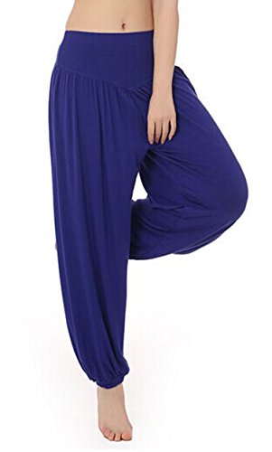 MEISHINE® Mujer Pantalones de Yoga Algodón Modal Harem Pantalón Polainas por Danza, Yoga, Ganduleado, Fitness - Muy Suave (Size XL, Royal Azul)