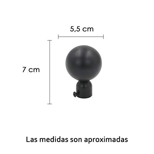 MERCURY TEXTIL-Barra Sencilla Forja Universal Extensible,Barra de Cortinas Decorativa Extensible (Negro, 160-310cm Bola)