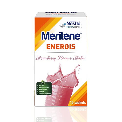 Meritene® FUERZA Y VITALIDAD - Suplementa tu nutrición y mantén tu sistema inmune con vitaminas, minerales y proteínas - Batido de Fresa - Estuche (15 sobres de 30g)