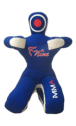 MMA Dummy Judo Punching UNFILLED Bag - Sitting Position Hands On Front Grappling Dummy (Canvas-Blue Large 70") (Blue Canvas, 70")