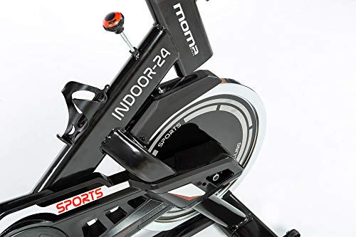 Moma Bikes - Bicicleta Indoor con Volante de inercia (24 kg, pulsometro cuadruple Sensor) Negro