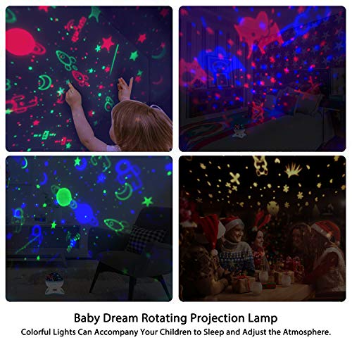 Moredig Proyector Estrellas Bebé, Lámpara Proyector Infantil Luz Nocturna con Rotación y Música, Función de Temporización y Control Remoto, 8 Modos Luz de la Noche, Perfecto Regalo Navidad - Azul