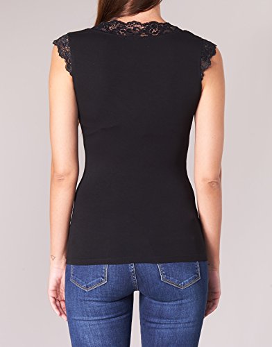 Morgan Tshirt Col V Dentelle DTEL T-Shirt, Negro (Noir Noir), Large (Talla del Fabricante: TL) Women's