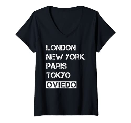 Mujer Amo mi ciudad Oviedo - mi hogar Camiseta Cuello V