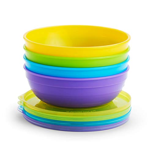 Munchkin Love - a - Bowls - Contenedor de almacenamiento de alimentos 4 cuencos / tapa + 2 cucharas, multicolor