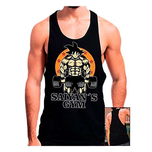 Mx Games Camiseta Gimnasio Saiyans Gym (Dragon Ball) (M, Negro)