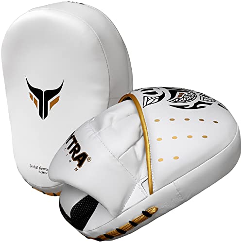 Mytra Fusion Manoplas Boxeo - Boxing Pads MMA Muay Thai Manoplas de Boxeo para Entrenamiento de Boxeo y Artes Marciales (White)
