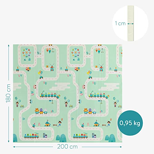 Navaris Alfombra de juego plegable - Colchoneta impermeable para suelo gateo juegos - Manta infantil de espuma acolchada para bebés - 200 x 180 CM