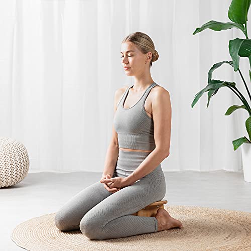 Navaris Banco para meditar de bambú - Banqueta para meditación de 41 x 21 x 18 CM - Taburete ecológico para meditación respiración y relajación