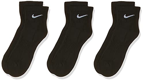 Nike U Nk Everyday Cush Ankle 3pr Socks, Hombre, Negro (Black/White), 42-46 EU