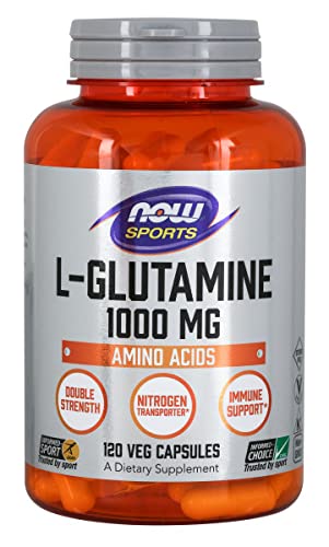 Now Foods, L-Glutamina, Doble Fuerza, 1.000 mg, 120 Cápsulas, Probado en Laboratorio, Aminoácido, Sin Gluten, Sin Soja, No GMO