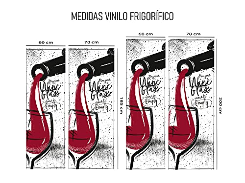 Oedim Pack Vinilo para Frigorífico + Vinilo para Lavavajillas Copa de Vino Frase, Adhesivo Resistente y Económico, Pegatina Adhesiva Decorativa de Diseño Elegante